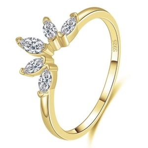 925 Sterling Silver Yellow Gold Cubic Zirconia